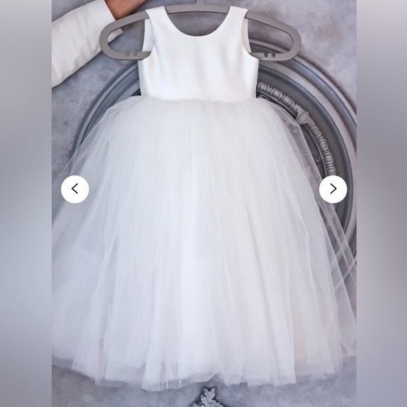 Tulle Flower Girl Dress Size 3T Removable Peach Ribbon - Picture 9 of 10